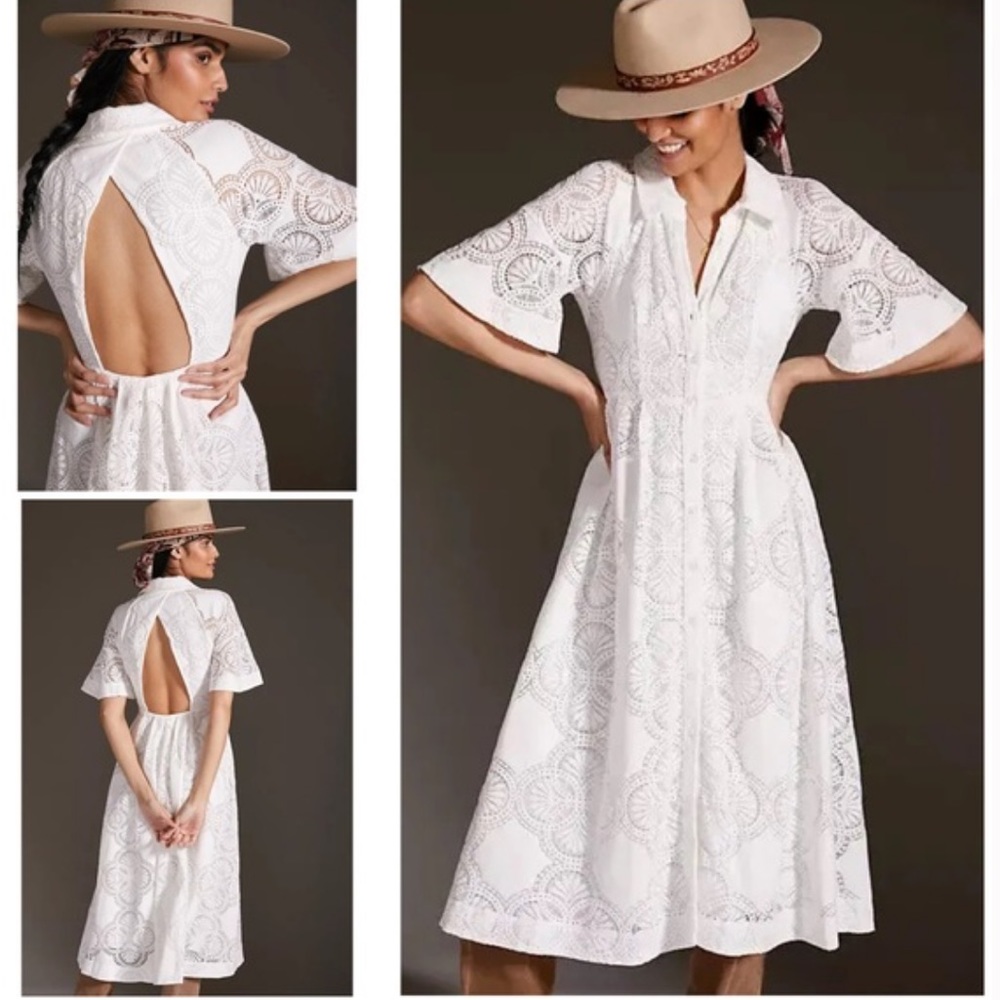 “Coastal Cowgirl” EUC Maeve by Anthropologie white lace dress
